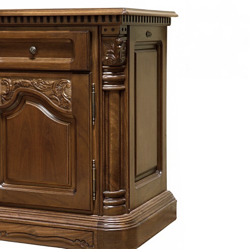 Bufet lemn masiv, maro/alb, 3 uși, 3 sertare, Cristina