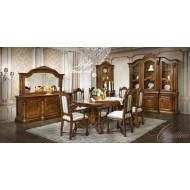 Bufet Vitrină colț lemn masiv, maro/alb, inserții ornamentale, Cristina Bufet Vitrină colț lemn masiv, maro/alb, inserții ornamentale, Cristina