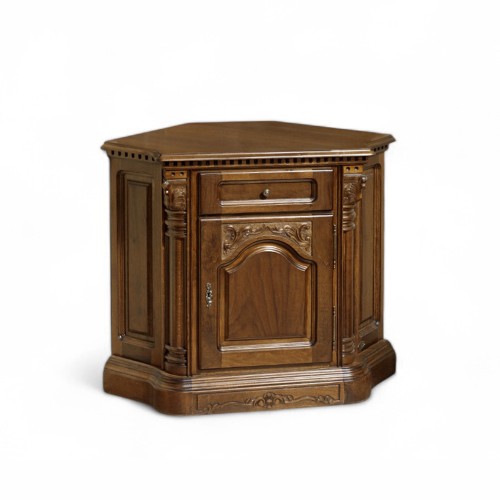 Bufet colț lemn masiv, maro/alb, inserții Rococo, Cristina