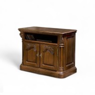 Comodă lemn masiv, TV, maro/alb, 2 uși, Cristina