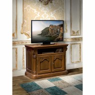 Comodă lemn masiv, TV, maro/alb, 2 uși, Cristina