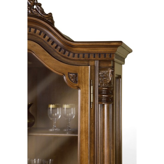 Cristaliere din Lemn Masiv, Cristalier lemn masiv, maro/alb, 2 uși, Cristina