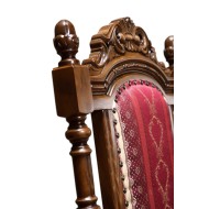 Scaun lemn masiv, maro/alb, tapiserie gri, Cristina