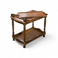 Măsuță lemn masiv, maro/alb, de servit, Cristina