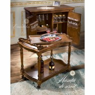 Măsuță lemn masiv, maro/alb, de servit, Cristina