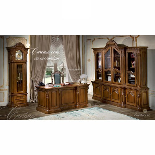 Carcasă ceas lemn masiv, cu mecanism, 1 ușă, 2 sertare, Cristina