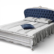 Pat lemn masiv, maro/alb, dublu, 1800, tăblie tapisată, Arcad