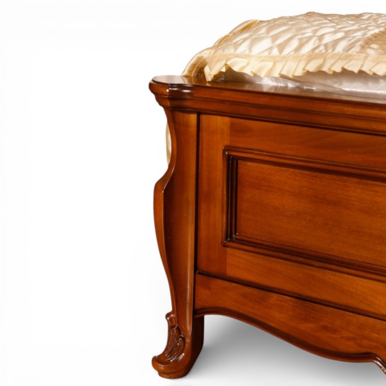 Paturi din lemn masiv, Pat lemn masiv, maro/alb, dublu, 1600, tăblie tapisată, Arcad