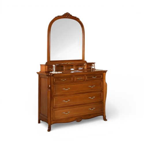 Comodă lemn masiv, maro/alb, cu oglindă, Arcad