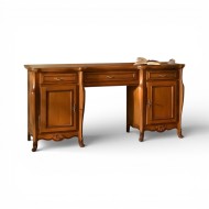 Toaletă lemn masiv, maro/alb, oglindă inserată, Arcad