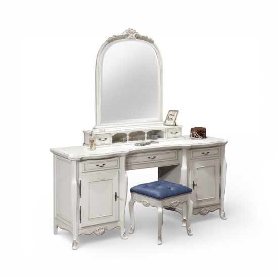 Toalete din lemn masiv, Toaletă lemn masiv, maro/alb, oglindă inserată, Arcad