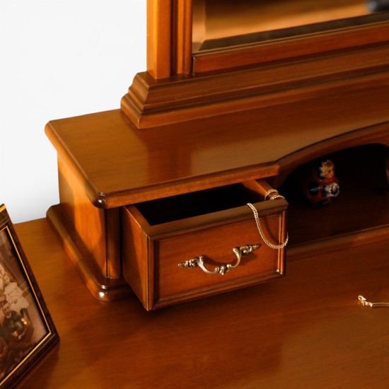 Toalete din lemn masiv, Toaletă lemn masiv, maro/alb, oglindă inserată, Arcad