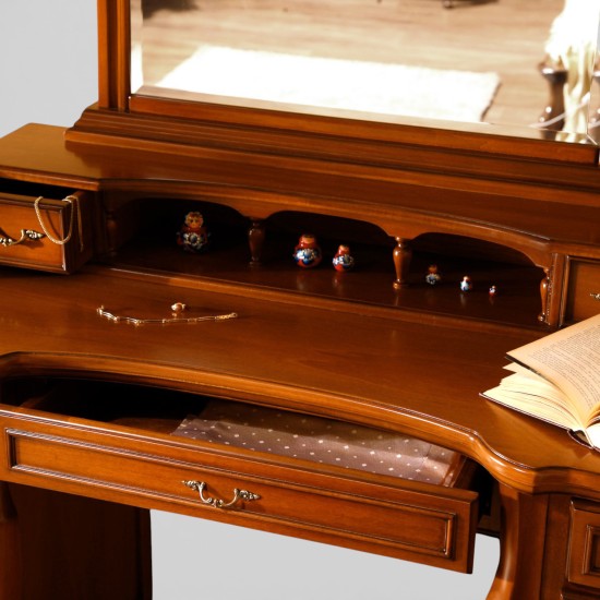 Toalete din lemn masiv, Toaletă lemn masiv, maro/alb, oglindă inserată, Arcad