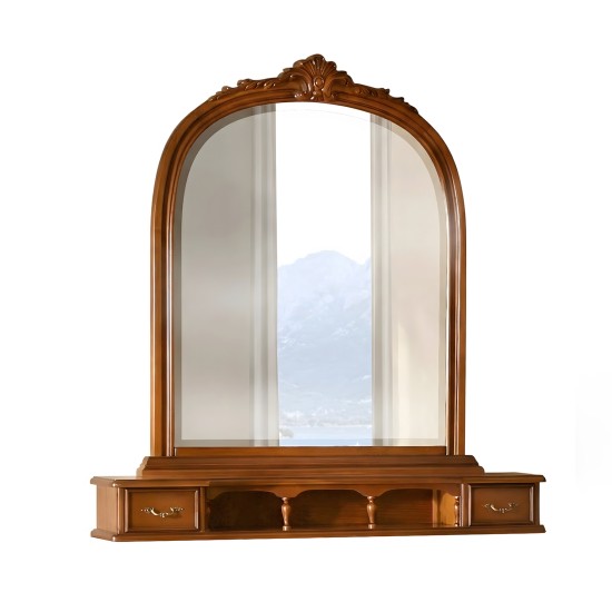 Rame Oglinzi din Lemn Masiv, Ramă Oglindă Lemn Masiv, Maro/Alb, 2 Sertare, Arcad