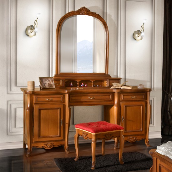 Rame Oglinzi din Lemn Masiv, Ramă Oglindă Lemn Masiv, Maro/Alb, 2 Sertare, Arcad