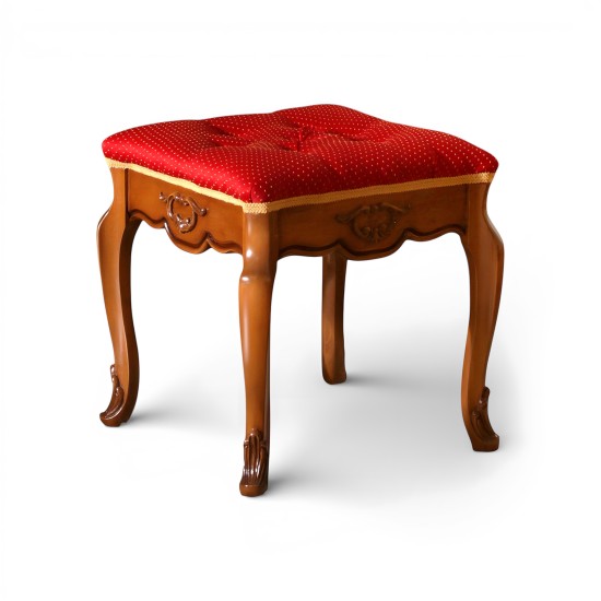 Tabureti din lemn masiv, Taburet lemn masiv, maro/alb, tapisat, Arcad