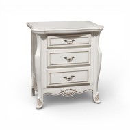 Noptieră lemn masiv, maro/alb, 3 sertare, Arcad