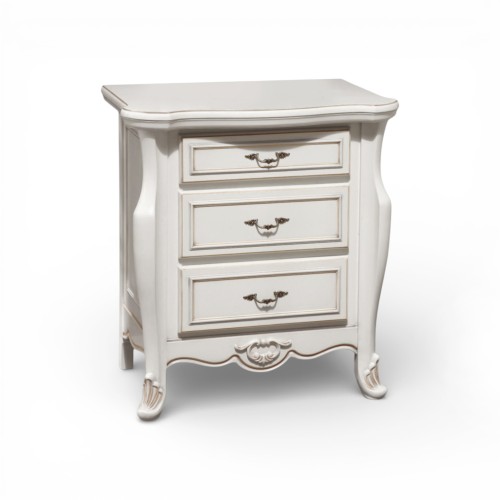 Noptieră lemn masiv, maro/alb, 3 sertare, Arcad