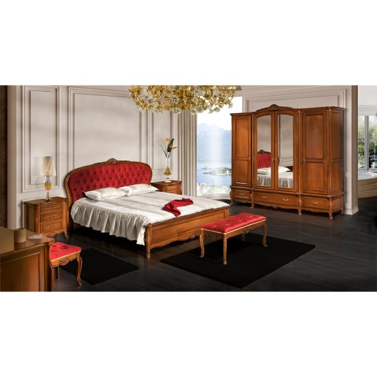 Dulapuri din lemn masiv, Dulap lemn masiv, maro/alb, 4 uși, 3 sertare, Arcad