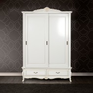 Dulap lemn masiv, maro/alb, 2 uși glisante, Arcad