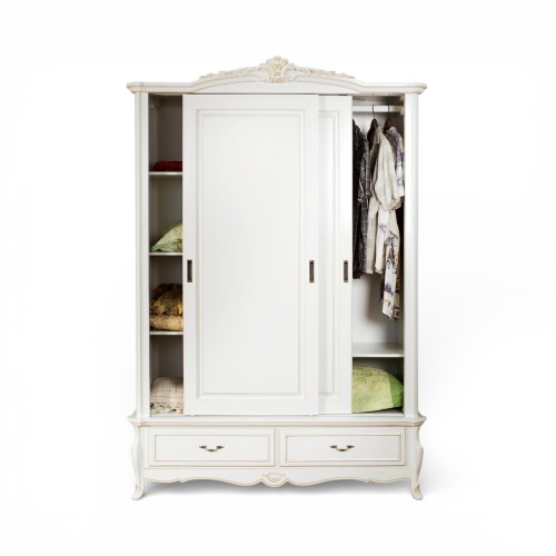 Dulap lemn masiv, maro/alb, 2 uși glisante, Arcad