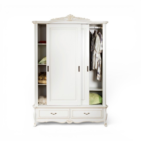 Dulapuri din lemn masiv, Dulap lemn masiv, maro/alb, 2 uși glisante, Arcad