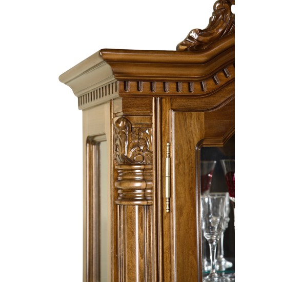 Cristaliere din Lemn Masiv, Cristalier lemn masiv, maro/alb, 1 ușă, stânga, Cristina