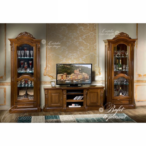 Bufet tv plasmă lemn masiv, 2 uși, Cristina