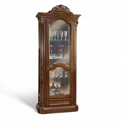 Cristalier lemn masiv, maro/alb, 1 ușă, dreapta, Cristina