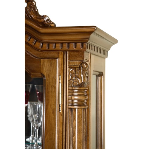 Cristalier lemn masiv, maro/alb, 1 ușă, dreapta, Cristina