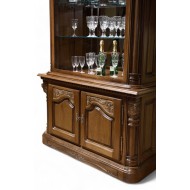 Bufet vitrină bar lemn masiv, maro/alb, 2 uși, Cristina