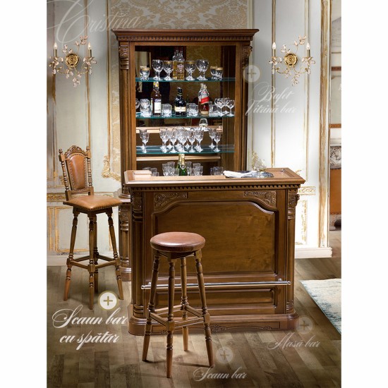 Scaune din Lemn Masiv, Scaun lemn masiv, maro/alb, spătar,  Cristina