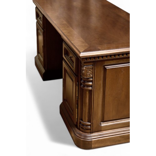 Masă lemn masiv, maro/alb, birou, Cristina