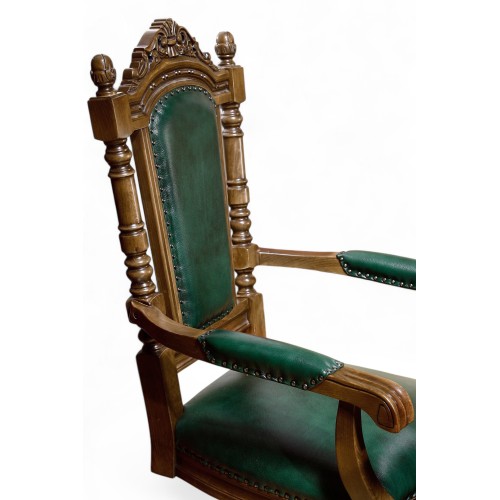 Scaun lemn masiv, maro/alb,rotativ,  Cristina