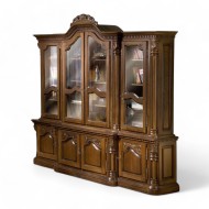 Bibliotecă lemn masiv, maro/alb, 4 uși, Cristina