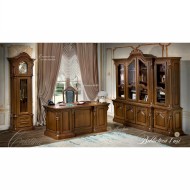 Bibliotecă lemn masiv, maro/alb, 4 uși, Cristina