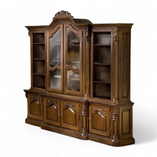 Bibliotecă lemn masiv, maro/alb, 2 uși, Cristina