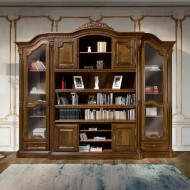 Bibliotecă lemn masiv, maro/alb, plasmă, Cristina