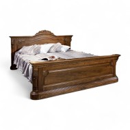 Pat lemn masiv, maro/alb, dublu, 1600, inserții ornamentale, Cristina