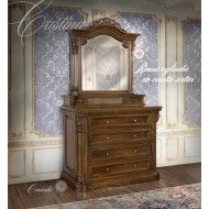 Ramă Oglindă Lemn Masiv, Maro/Alb, 2 Sertare, Cristina