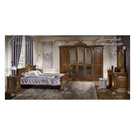 Rame Oglinzi din Lemn Masiv, Ramă Oglindă Lemn Masiv, Maro/Alb, 2 Sertare, Cristina