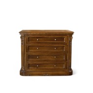 Comodă lemn masiv, maro/alb, inserții ornamentale sculptate, Cristina