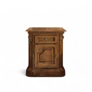 Noptieră lemn masiv, maro/alb, 1 sertar, 1 ușă, stânga, Cristina