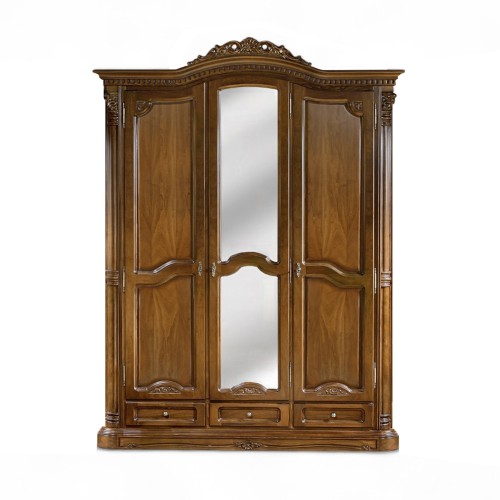 Dulap lemn masiv, maro/alb, 3 uși, Cristina