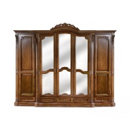 Dulap lemn masiv, maro/alb, 5 uși, ornamente manuale, Cristina