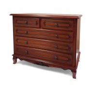 Comodă lemn masiv, maro/alb, 5 sertare, Elips