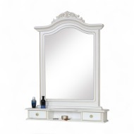 Ramă oglindă lemn masiv, maro/alb, 2 sertare, Elips