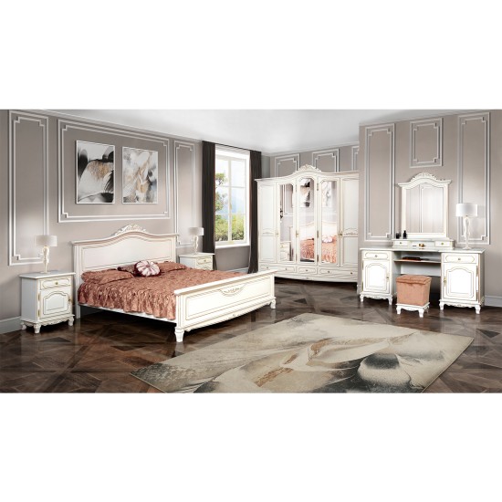 Rame Oglinzi din Lemn Masiv, Ramă oglindă lemn masiv, maro/alb, 2 sertare, Elips