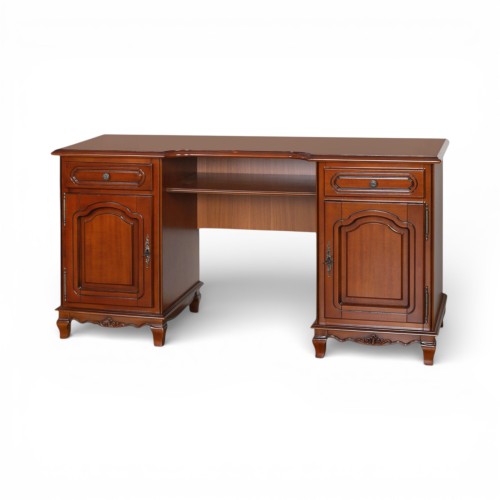 Toaletă lemn masiv, maro/alb, 2 sertare, 2 uși, Elips