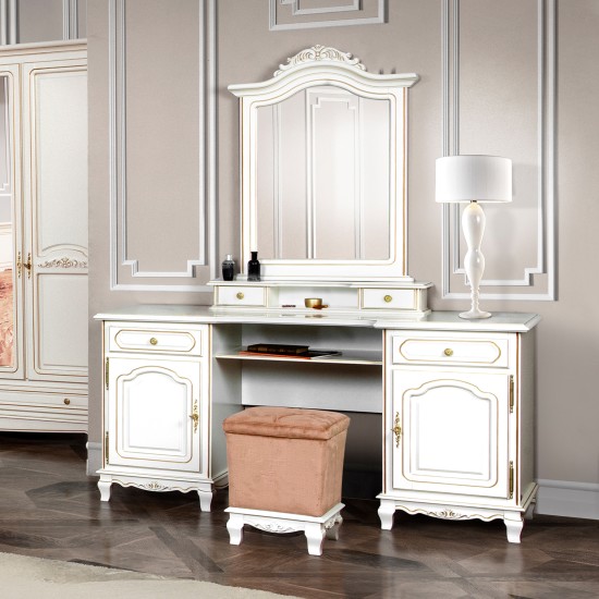 Tabureti din lemn masiv, Taburet lemn masiv, maro/alb, tapisat, Elips